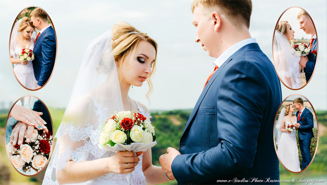 Photo Montage celebrating a couple's Wedding Day.