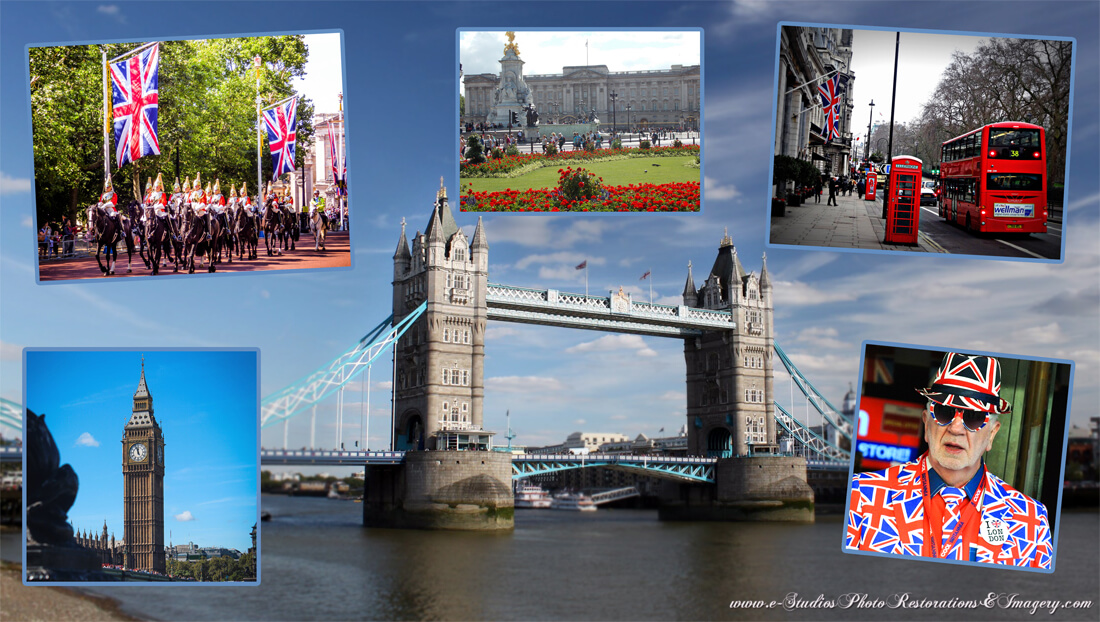 Photo Montage capturing highlights of a great UK vacation.