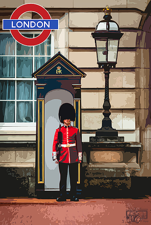 Wall Art / Travel Poster: Image of the Queen's Guard, Buckingham Palace, London, United Kingdom.