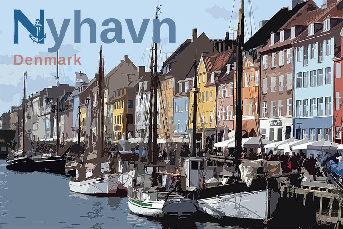 Image of Wall Art / Travel Poster: Nyhavn, historic Harbor, Copenhagen, Denmark.